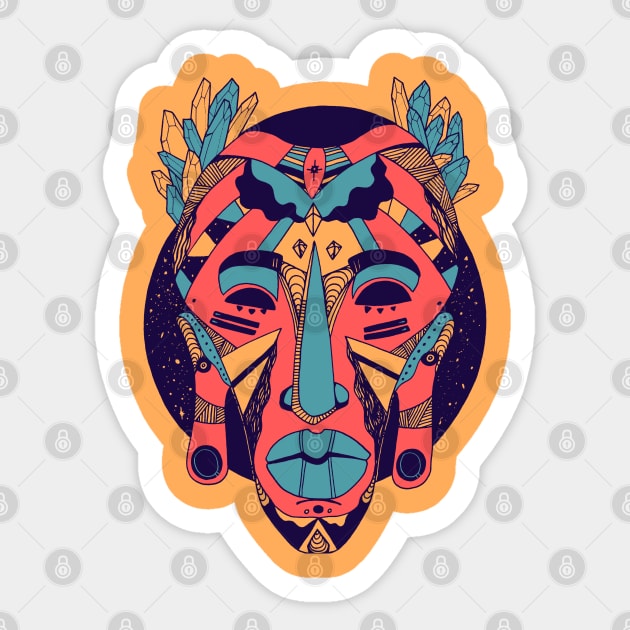 Retro Triad African Mask 1 Sticker by kenallouis